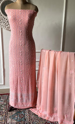 Load image into Gallery viewer, Women's Lakhnavi Handcrafted Viscose Georgette Chikankari Full Suit Material - HONC0299909