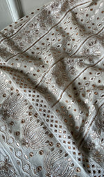 将图像加载到图库查看器中, Saima Women's Lakhnavi Handcrafted Pure Silk Georgette Chikankari  Kurti Fabric - HONC0229269