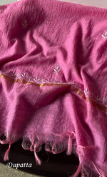 Load image into Gallery viewer, Women's Lakhnavi Handcrafted Chanderi Silk Semi - Stitched Anarkali And Dupatta Set - HONC0273164