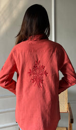 Load image into Gallery viewer, Women's Lucknowi Handcrafted Slub Cotton Chikankari Top - HONC0299142