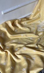 将图像加载到图库查看器中, Lucknowi Handcrafted Chanderi Silk Chikankari Unstitched Unisex Kurta Fabric - HONC0322110