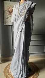 Load image into Gallery viewer, Fairoz Women's Lakhnavi Handcrafted Cotton Chikankari Saree - HONC0311932