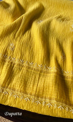 将图像加载到图库查看器中, Women's Lakhnavi Handcrafted Mul Chanderi Semi - Stitched Kurta And Dupatta Set - HONC0308714