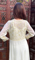 将图像加载到图库查看器中, Humaira Women's Lakhanvi Handcrafted Faux-Georgette Chikankari Dress - HONC05080