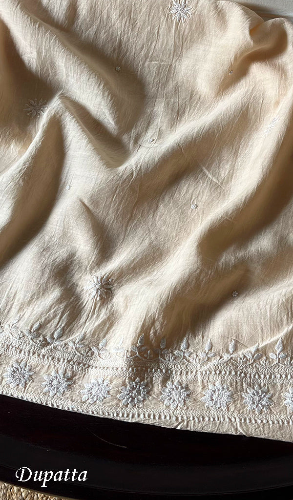 Laiba Women's Lakhnavi Handcrafted Mul Chanderi Semi - Stitched Anarkali And Dupatta Set  - HONC0288587