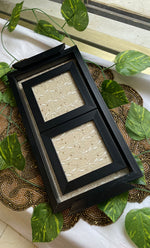 Load image into Gallery viewer, Handcrafted Chikankari Tray with Two Coasters – Wooden Frame - HONC0313535
