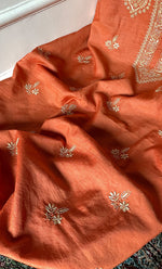Load image into Gallery viewer, Lucknowi Handcrafted Munga Silk Chikankari Unstitched Men's Kurta Fabric - HONC0327311
