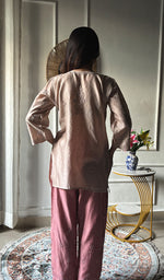 Load image into Gallery viewer, Imara Women's Lakhnavi Handcrafted Chanderi Silk Chikankari Top And Pant Set - HONC0340439