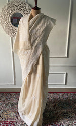 Load image into Gallery viewer, Women's Lakhnavi Handcrafted Cotton Chikankari Saree - HONC0317302