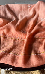 Load image into Gallery viewer, Izna Women's Lakhnavi Handcrafted Mul Chanderi Semi - Stitched Anarkali And Dupatta Set - HONC0302889