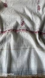 Load image into Gallery viewer, Women's Lakhnavi Handcrafted Mul Chanderi Semi -stitched Kurta And Dupatta Set - HONC0278065