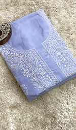 Load image into Gallery viewer, Women's Lakhnavi Handcrafted Cotton Chikankari Unstitched Kurti Fabric - HONC0192289