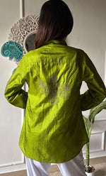 将图像加载到图库查看器中, Arohi Women's Lakhnavi Handcrafted Pure Manglore silk top with fine Chikankari - HONC0306909