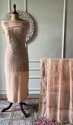 Load image into Gallery viewer, Women's Lakhnavi Handcrafted Mul Chanderi Unstitched Kurta And Dupatta Set - HONC0322420