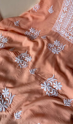 将图像加载到图库查看器中, Simran Women's Lakhnavi Handcrafted Modal Cotton Chikankari Unstitched Kurti Fabric - HONC0261072