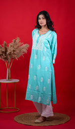 Load image into Gallery viewer, Rupam Women's Lucknowi Handcrafted Modal Cotton Chikankari Kurti - HONC0211887