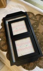 Load image into Gallery viewer, Handcrafted Chikankari Tray with Two Coasters – Wooden Frame - HONC0310961