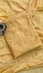 将图像加载到图库查看器中, Women's Lucknowi Handcrafted Muslin Chikankari Suit Material - HONC0172460