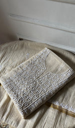 将图像加载到图库查看器中, Women's Lakhnavi Handcrafted Tissue Chanderi Unstitched Chikankari Kurta And Dupatta Set - HONC0347705