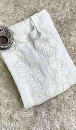 将图像加载到图库查看器中, Women's Lakhnavi Handcrafted Viscose Georgette Chikankari Kurti- HONC0200233