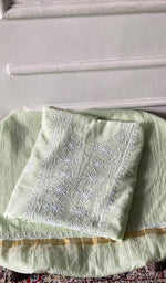 将图像加载到图库查看器中, Women's Lakhnavi Handcrafted Mul Chanderi Unstitched Chikankari Full Suit - HONC0367574