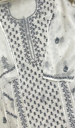 将图像加载到图库查看器中, Saziya Women's Lakhnavi Handcrafted Mul Chanderi Semi - Stitched Kurta And Dupatta Set - HONC0227120