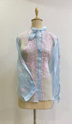 Load image into Gallery viewer, Women's Lakhnavi Handcrafted Semi Stitched Pure Organza Chikankari Top -HONC0154030