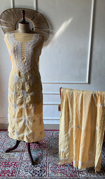 将图像加载到图库查看器中, Women's Lucknowi Handcrafted Kota Cotton Chikankari Unstitched Kurta And Dupatta Set - HONC0371819