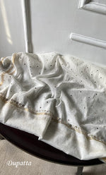 Load image into Gallery viewer, Women's Lakhnavi Handcrafted Mul Chanderi Semi - Stitched Kurta And Dupatta Set- HONC0316296