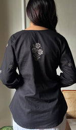 Load image into Gallery viewer, Nasrin Women's Lucknowi Handcrafted Cotton Chikankari Top - HONC0276620