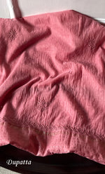 将图像加载到图库查看器中, Women's Lakhnavi Handcrafted Mul Chanderi Semi - Stitched Kurta And Dupatta Set - HONC0282422