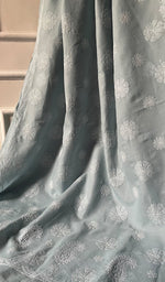 Load image into Gallery viewer, Fairoz Women's Lakhnavi Handcrafted Cotton Chikankari Saree - HONC0232515