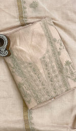 将图像加载到图库查看器中, Women's Lakhnavi Handcrafted Maheshwari Mul Chanderi Kurta And Dupatta Set - HONC0170001