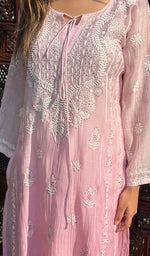 Load image into Gallery viewer, Nafasat Women's Lucknowi Handcrafted Mul Chanderi Chikankari Kurti - HONC0252676