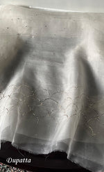 将图像加载到图库查看器中, Women's Lakhnavi Handcrafted Pure Organza Chikankari Semi - stitched Kurta And Dupatta Set- HONC0331141