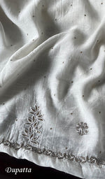 Load image into Gallery viewer, Saziya Women's Lakhnavi Handcrafted Mul Chanderi Semi - Stitched Kurta And Dupatta Set - HONC0300392