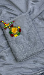 Load image into Gallery viewer, Women's Lakhnavi Handcrafted Cotton Chikankari Suit Material- HONC084639