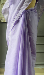 将图像加载到图库查看器中, Fairoz Women's Lakhnavi Handcrafted Cotton Chikankari Saree - HONC0311931