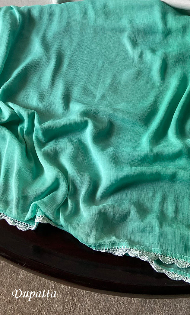 Women's Lakhnavi Handcrafted Unstitched Cotton Chikankari Suit Material - HONC0316589