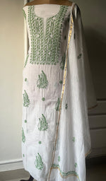 将图像加载到图库查看器中, Women's Lakhnavi Handcrafted Mul Chanderi Kurta And Dupatta Set - HONC0263963