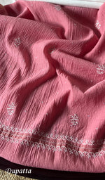 Load image into Gallery viewer, Women's Lakhnavi Handcrafted Mul Chanderi Semi - Stitched Kurta And Dupatta Set - HONC0282249