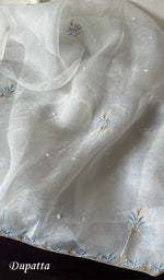 将图像加载到图库查看器中, Women's Lakhnavi Handcrafted Pure Organza Chikankari Unstitched Kurta And Dupatta Set- HONC0283105