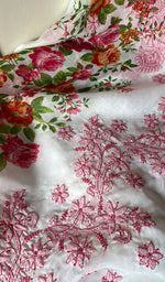 将图像加载到图库查看器中, Women's Lakhnavi Handcrafted Cotton Chikankari Unstitched Kurti Fabric - HONC0284349