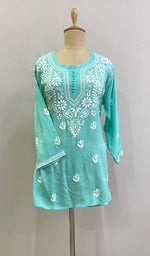 Load image into Gallery viewer, Women's Lakhnavi Handcrafted Modal Cotton Chikankari Top - HONC0220313