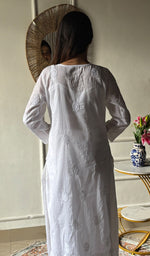 将图像加载到图库查看器中, Women's Lakhnavi Handcrafted Cotton Chikankari Kurti - HONC0347113