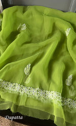 Load image into Gallery viewer, Women's Lakhnavi Handcrafted Unstitched Faux-Georgette Chikankari Suit Material - HONC0263407