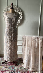 Load image into Gallery viewer, Women's Lakhnavi Handcrafted Mul Chanderi Unstitched Chikankari Full Suit Material - HONC0339568