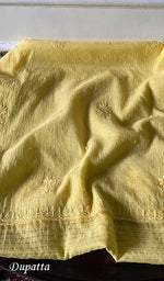 Load image into Gallery viewer, Women's Lakhnavi Handcrafted Mul Chanderi Unstitched Chikankari Full Suit Material - HONC0345047