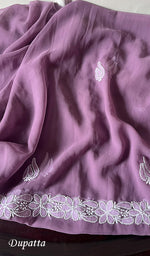 将图像加载到图库查看器中, Women's Lucknowi Handcrafted Faux-Georgette Chikankari Suit Material - HONC0263412