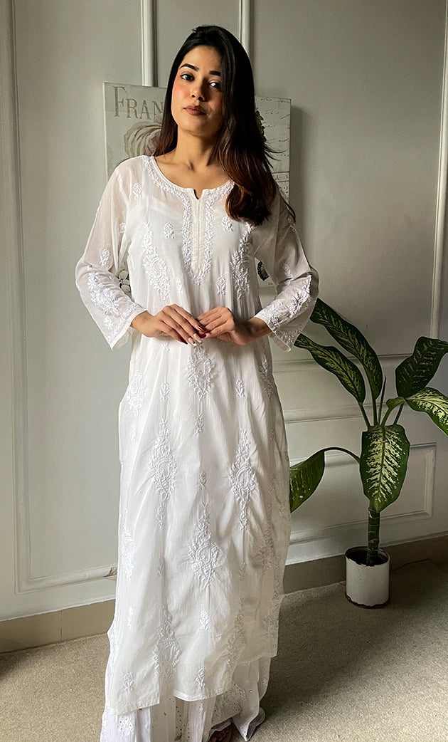 Women's Lucknowi Handcrafted Cotton Chikankari Kurti - HONC0303585